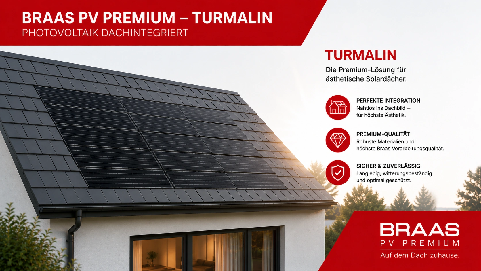 Braas PV Premium Turmalin – dachintegrierte Photovoltaik