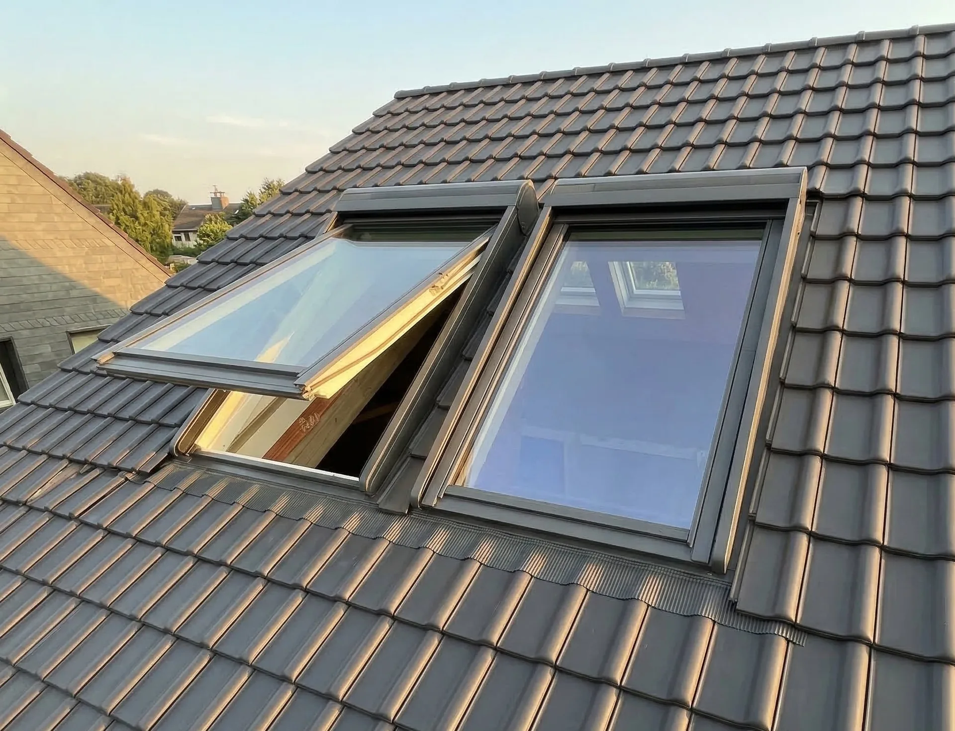 VELUX Lichtlösung DUO Einbau auf Tonziegel-Steildach – Rex Bedachungs GmbH Bochum